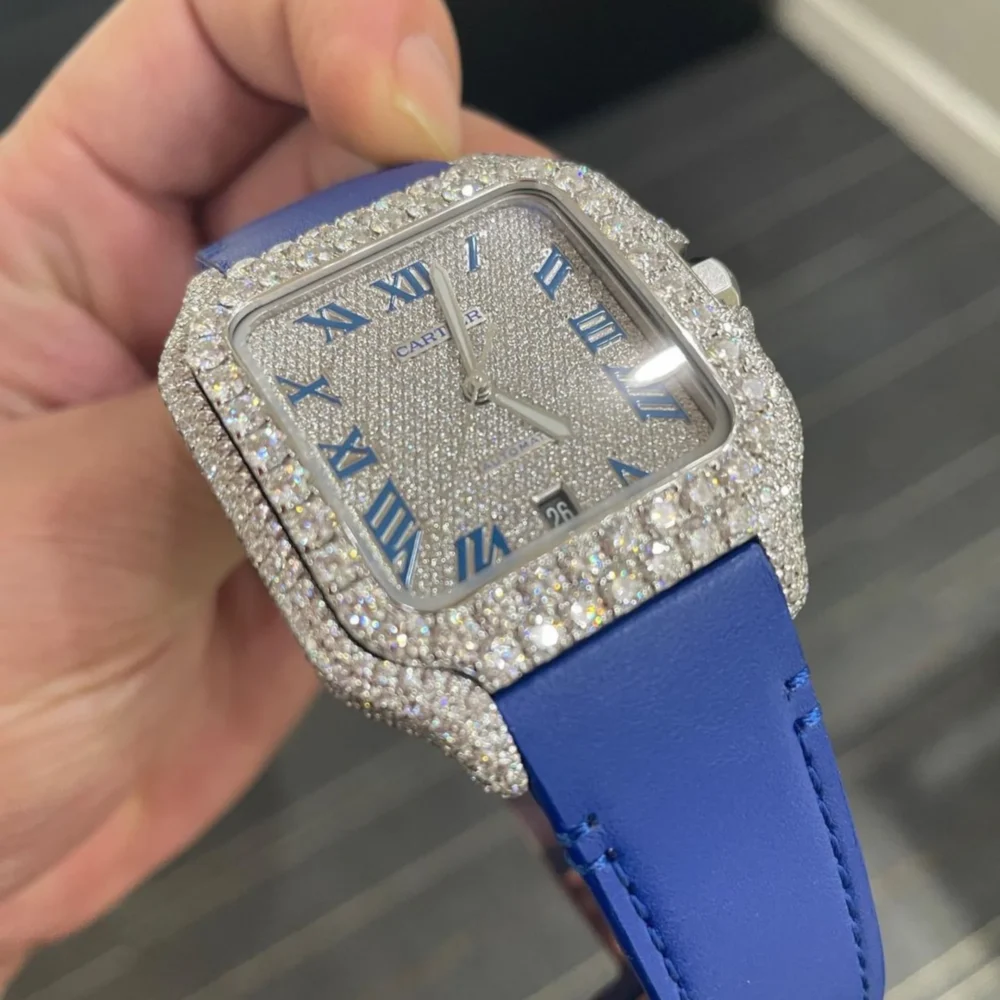 SANTOS BLUE LEATHER BEND VVS MOISSANITE - Image 2