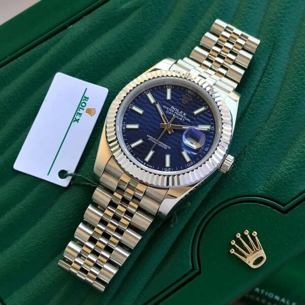 JUST DATE 41mm REGULAR DIAL 126890 BLUE FACE FULL WHITE JUBLIE