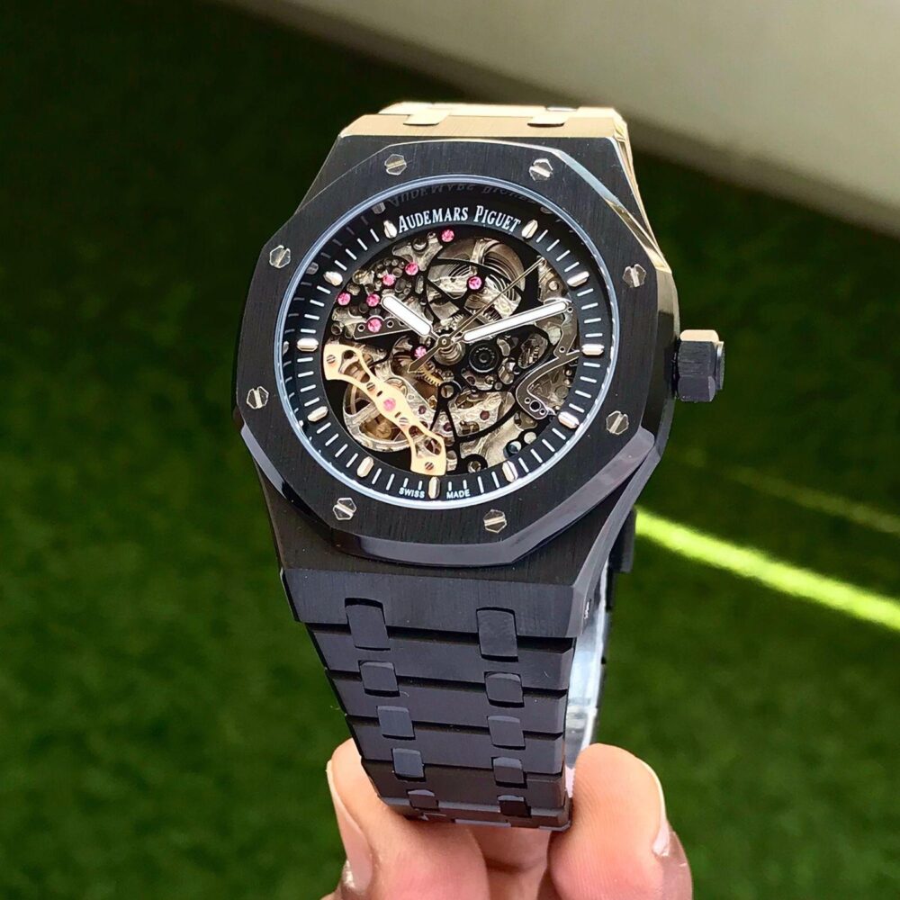 Royal Oak Double Balance Wheel Open worked Skeleton Dial Full Black Automatic - Image 3
