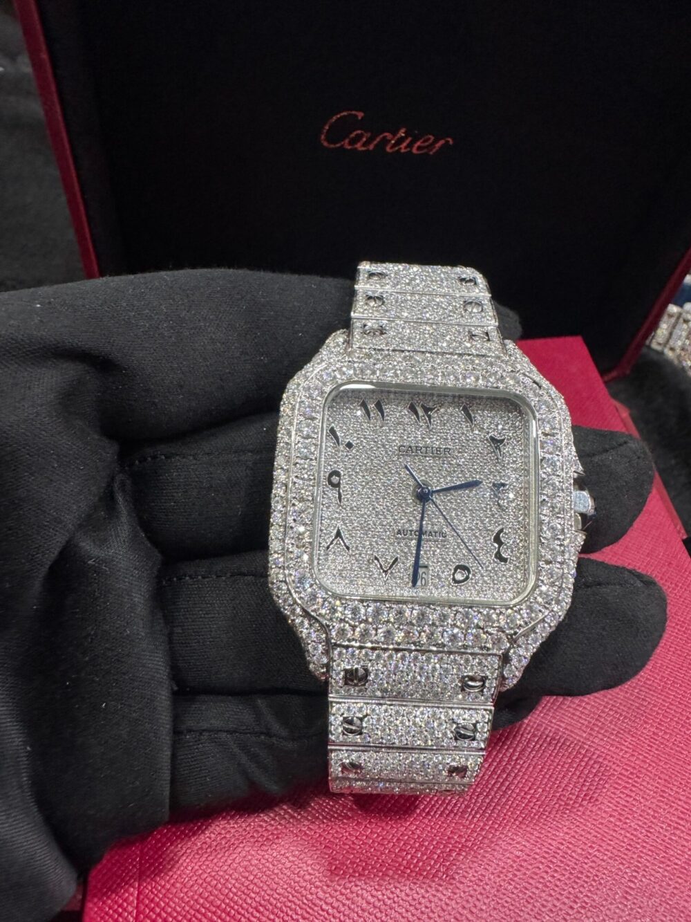 SANTOS FULL WHITE ARABIC DIAL VVS MOISSANITE