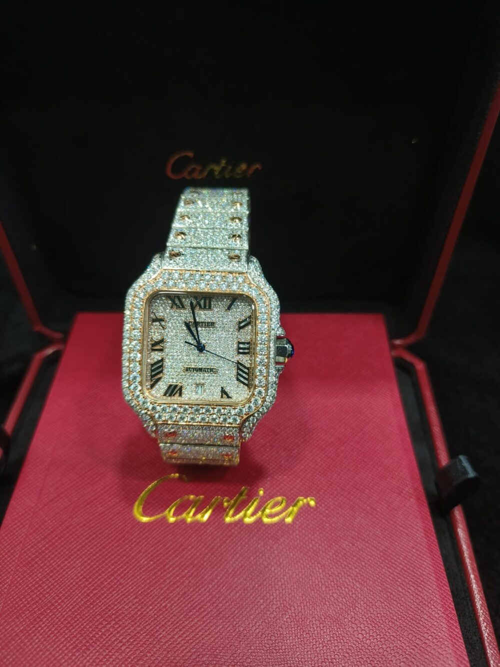 SANTOS ROMAN DIAL TWO TONE FLAT BEND VVS MOISSANITE