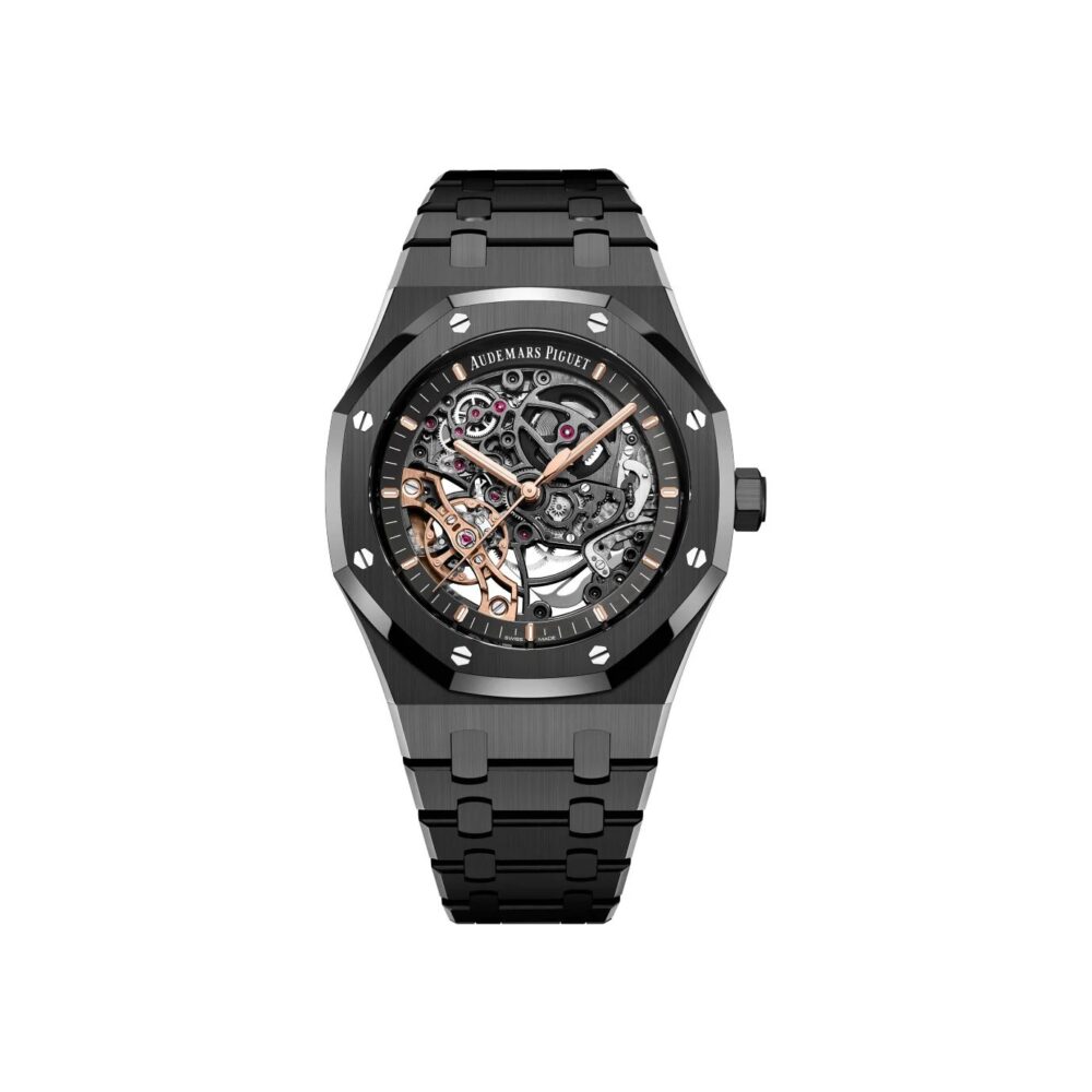 Royal Oak Double Balance Wheel Open worked Skeleton Dial Full Black Automatic
